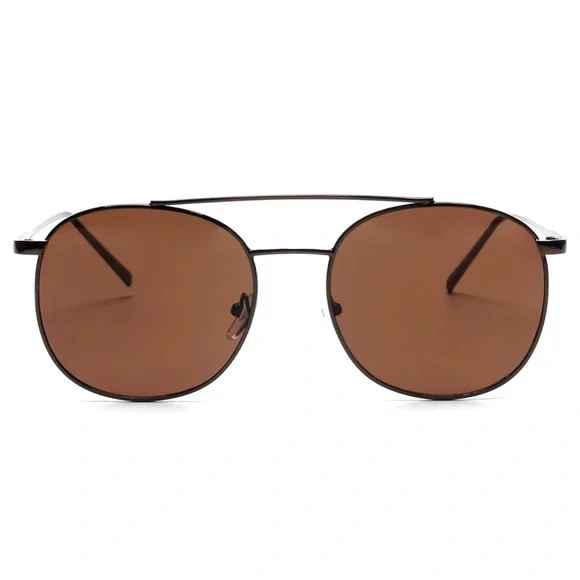 Aviator Circle Round Brow-Bar Sunglasses - Picture 2 of 2